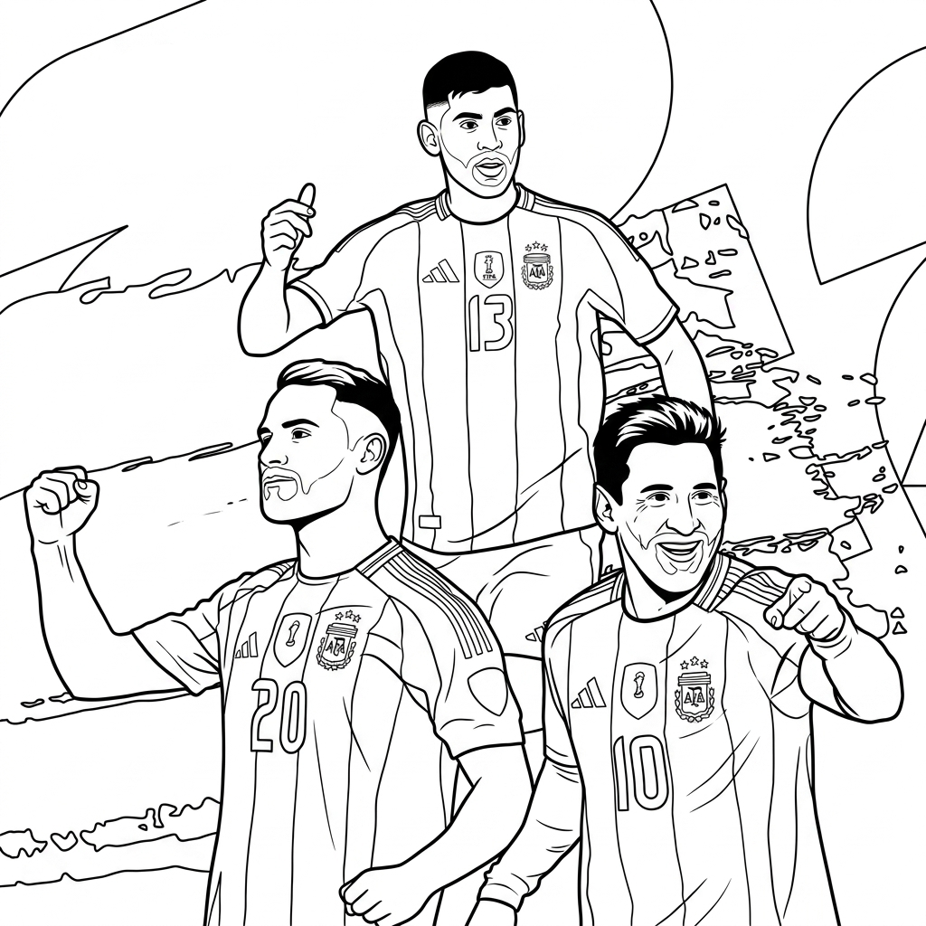 Selección de Argentina Mundial 2026 páginas para colorear para imprimir gratis 1