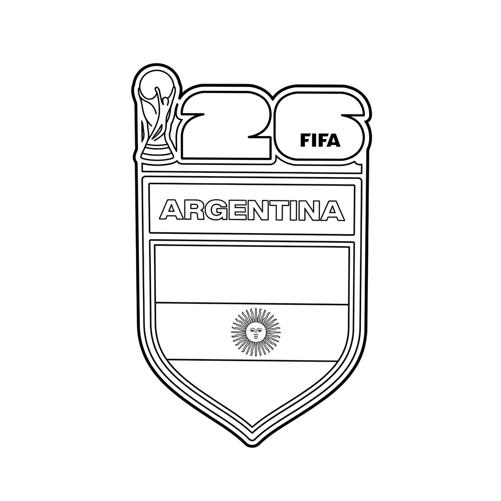 páginas para colorear para niños Selección de Argentina Mundial 2026