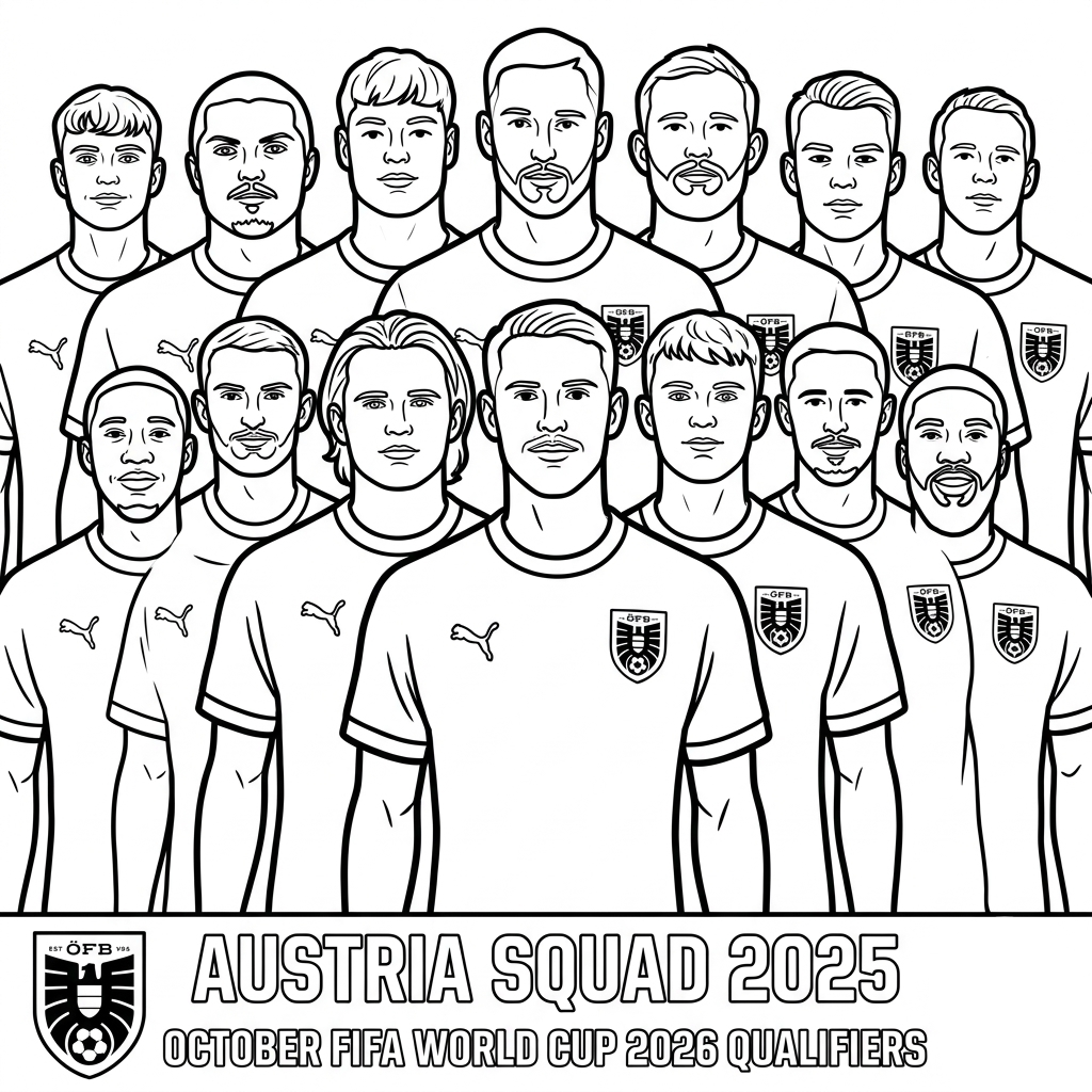páginas para colorear gratis para adultos Selección de Austria Mundial 2026