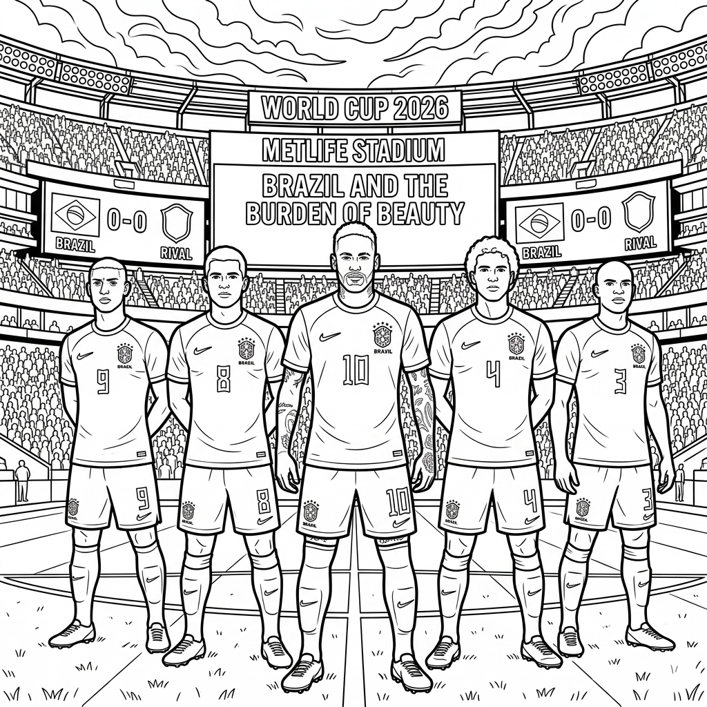 páginas para colorear para niños Selección de Brasil Mundial 2026