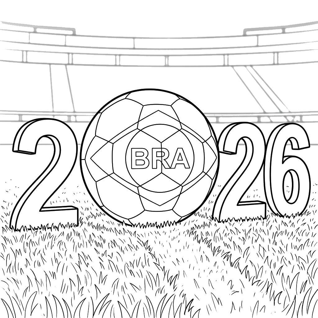 páginas para colorear gratis Selección de Brasil Mundial 2026 1