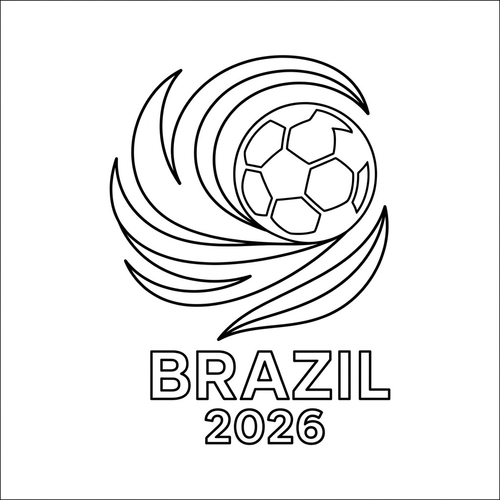 Selección de Brasil Mundial 2026 páginas para colorear fáciles