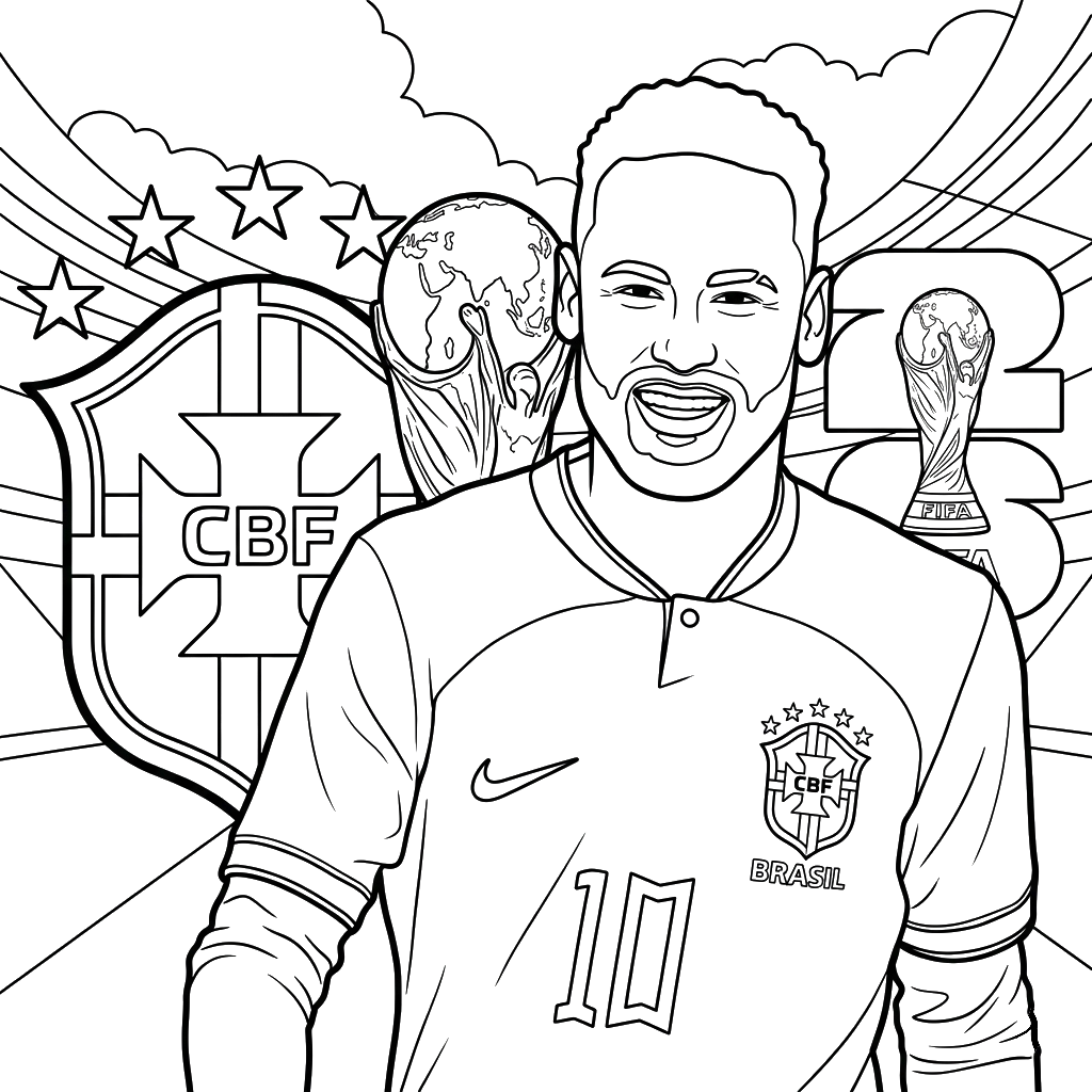 Selección de Brasil Mundial 2026 páginas para colorear para niños