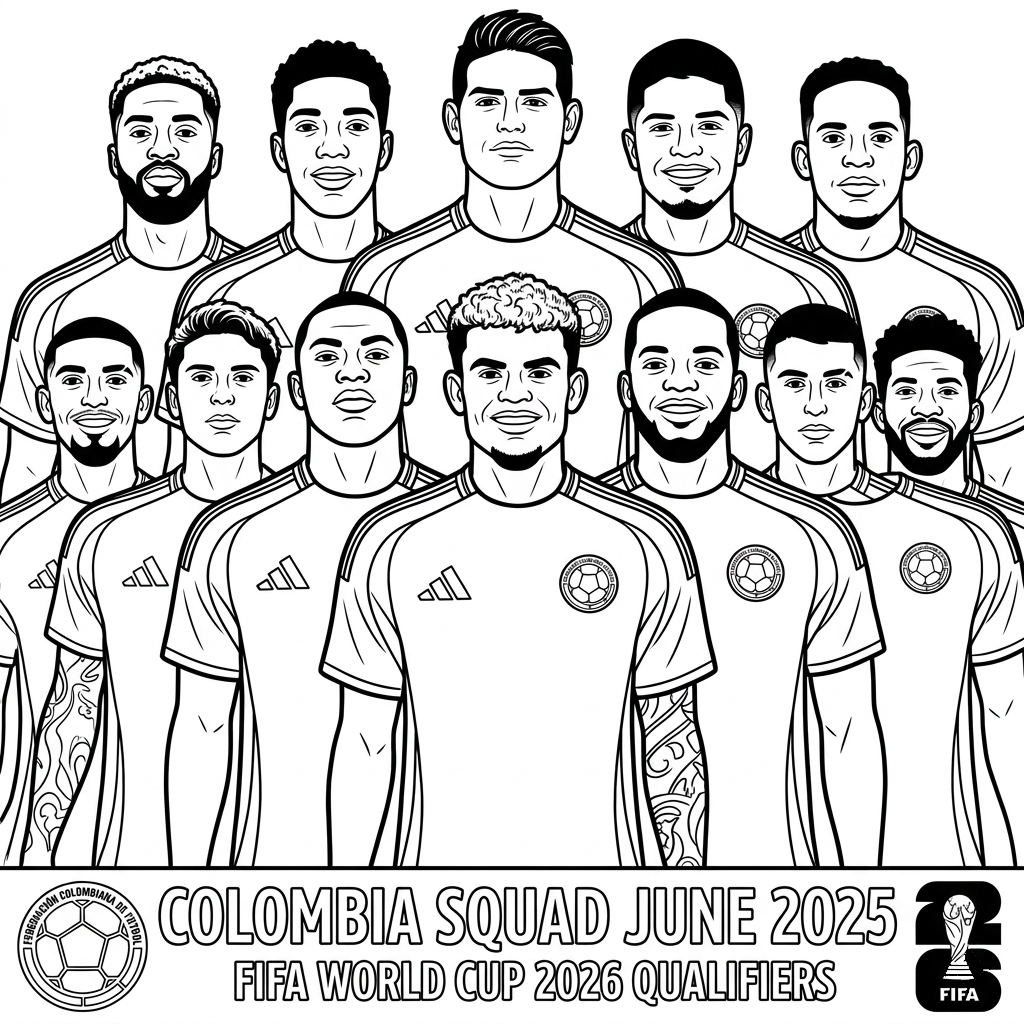 páginas para colorear Selección de Colombia Mundial 2026