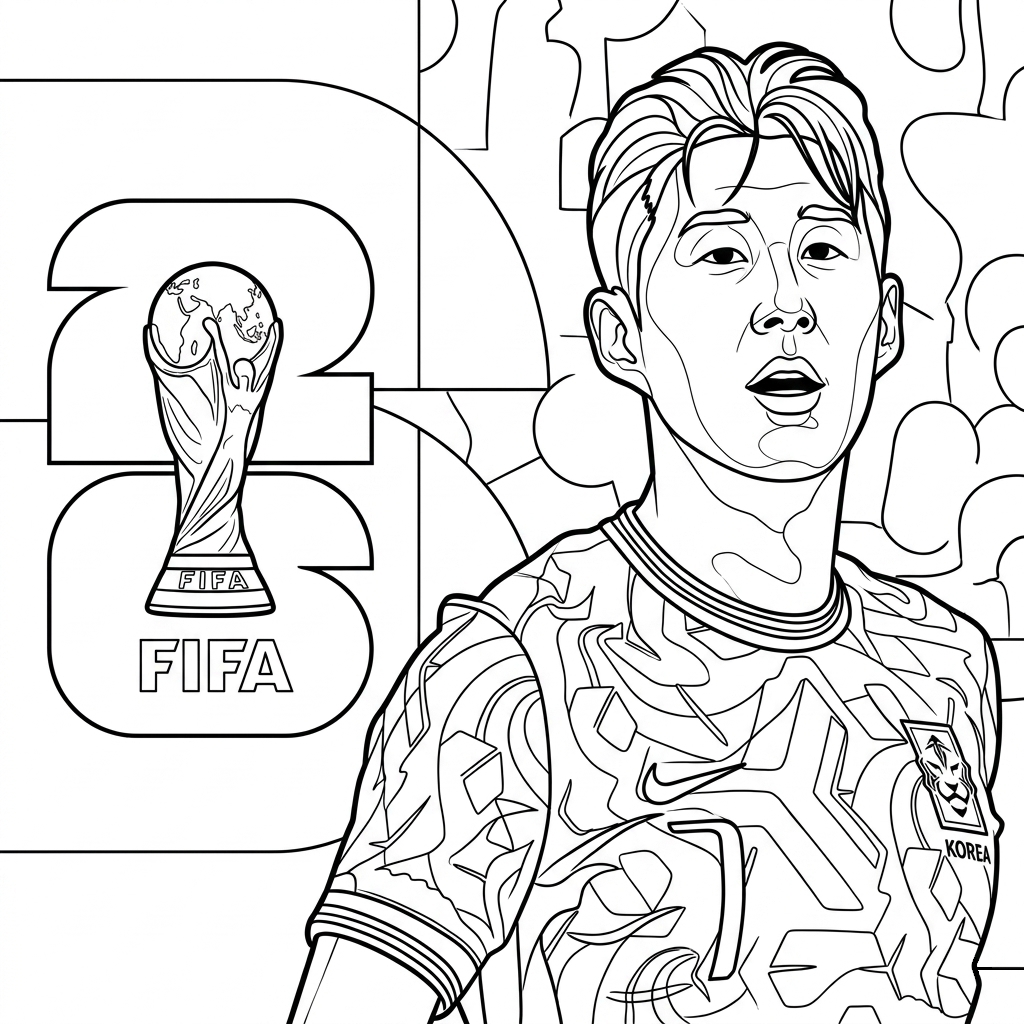Selección de Corea del Sur Mundial 2026 12 páginas para colorear Selección de Corea del Sur Mundial 2026 imprimibles gratis