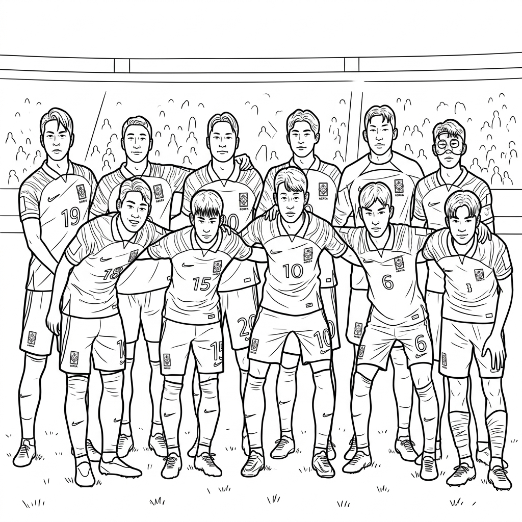 Selección de Corea del Sur Mundial 2026 14 páginas para colorear para imprimir gratis Selección de Corea del Sur Mundial 2026