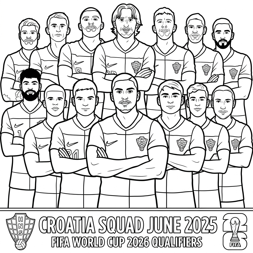 Selección de Croacia Mundial 2026 páginas para colorear fáciles