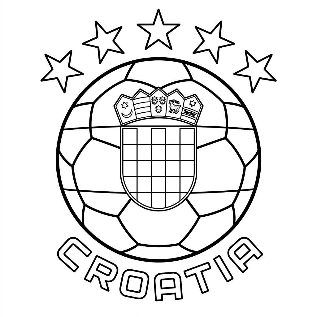 páginas para colorear Selección de Croacia Mundial 2026 imprimibles