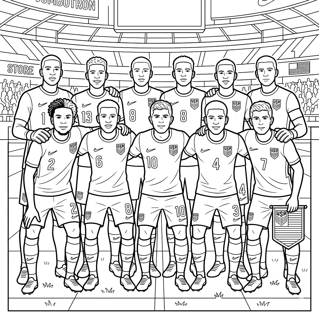 Selección de Estados Unidos Mundial 2026 para Colorear 11 páginas para colorear gratis Selección de Estados Unidos Mundial 2026 1