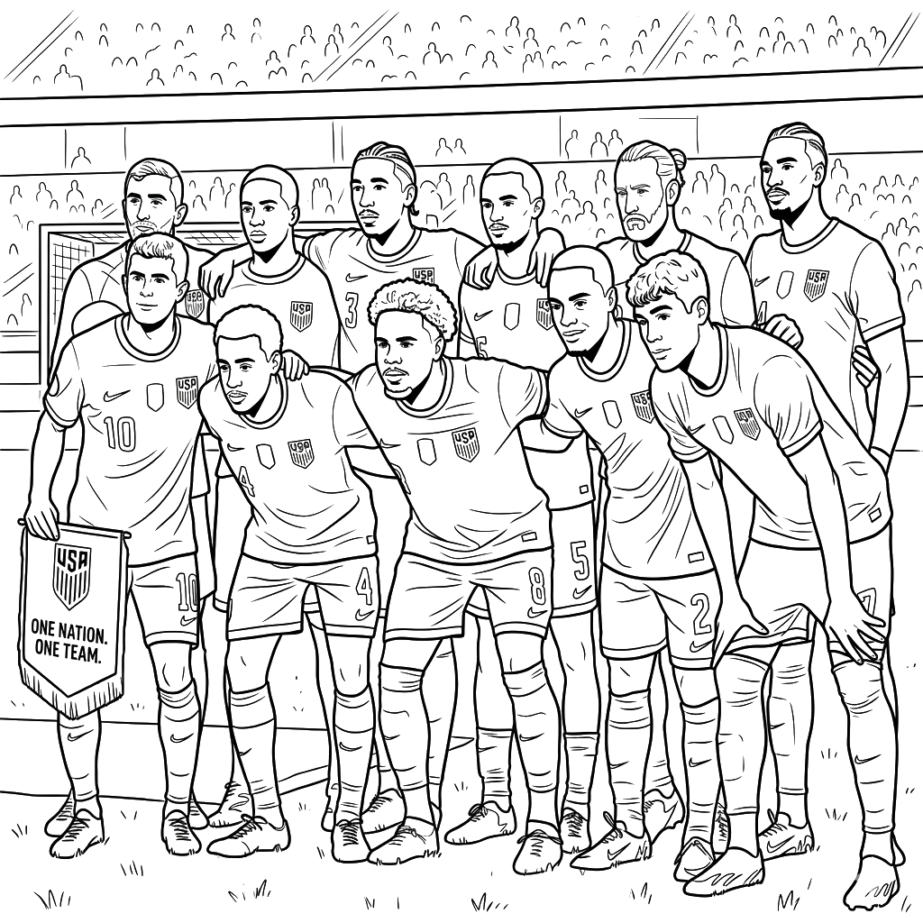 Selección de Estados Unidos Mundial 2026 para Colorear 6 Selección de Estados Unidos Mundial 2026 páginas para colorear pdf