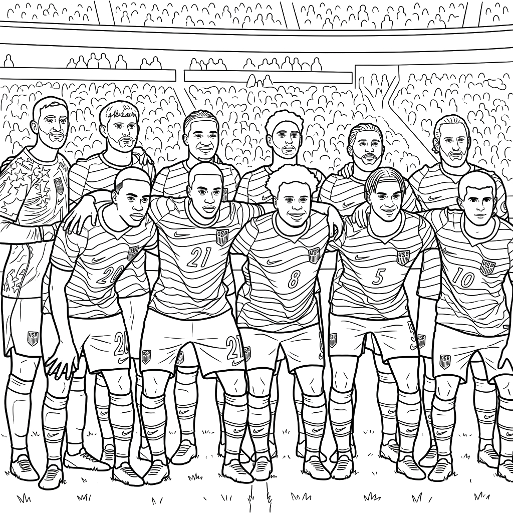 Selección de Estados Unidos Mundial 2026 para Colorear 10 Selección de Estados Unidos Mundial 2026 páginas para colorear imprimibles