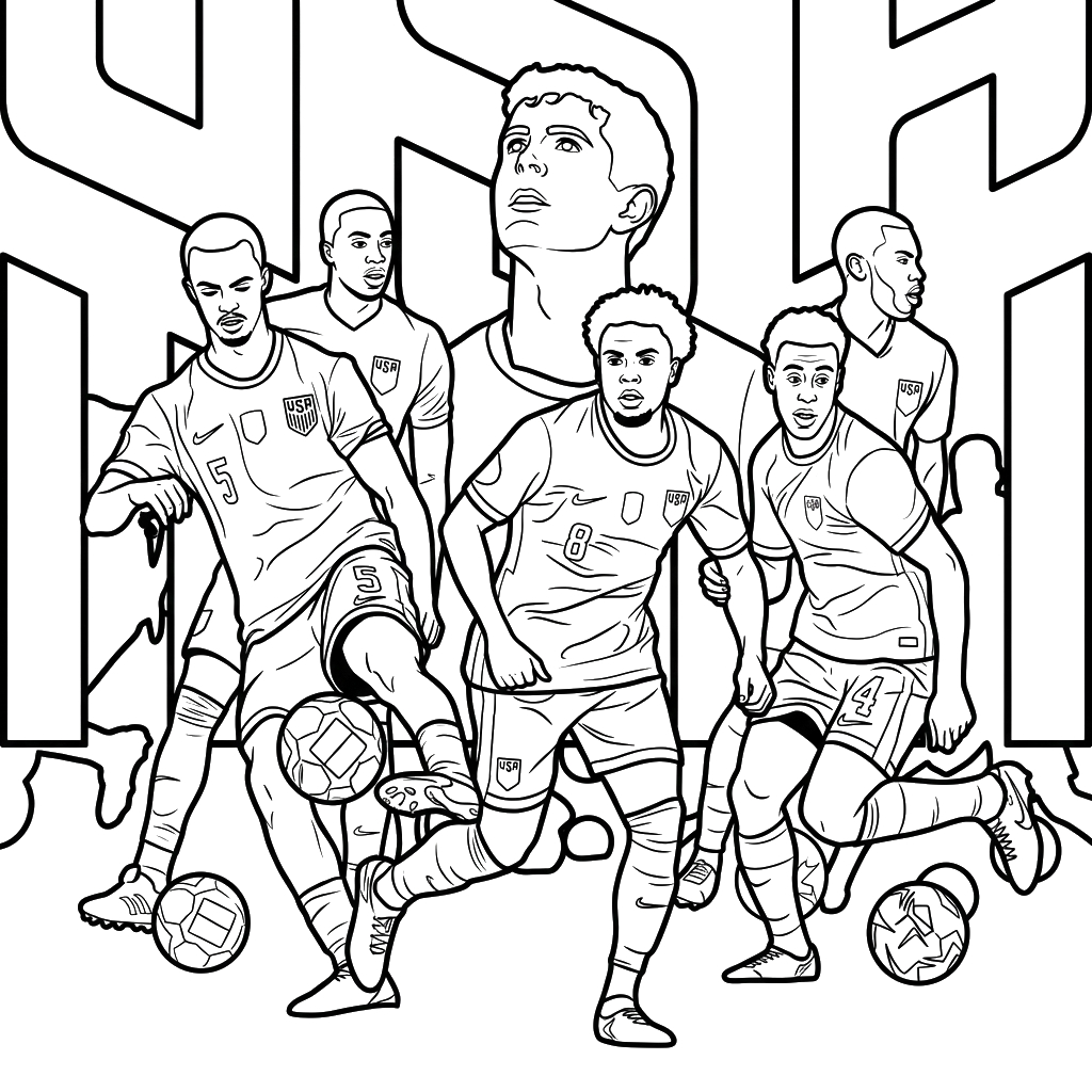 Selección de Estados Unidos Mundial 2026 para Colorear 14 páginas para colorear imprimibles Selección de Estados Unidos Mundial