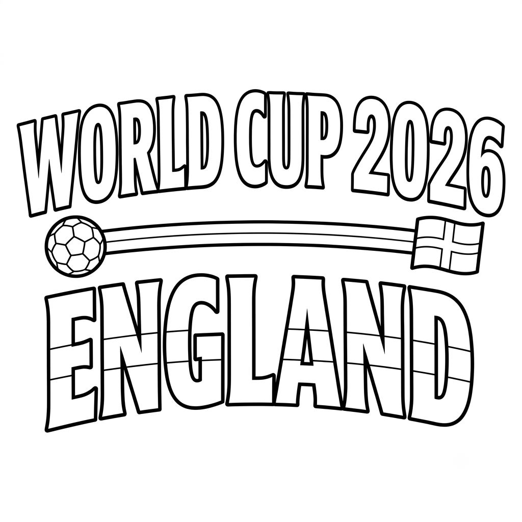 páginas para colorear gratis Selección de Inglaterra Mundial 2026