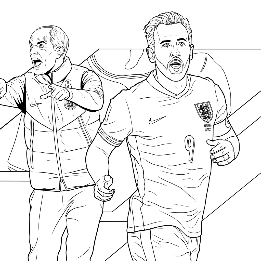 páginas para colorear gratis Selección de Inglaterra Mundial 2026 para adultos