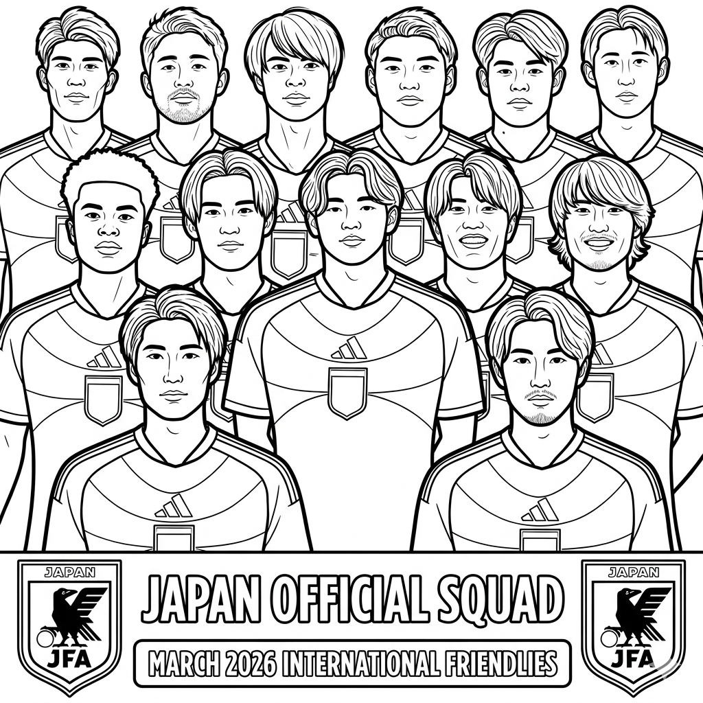 Selección de Japón Mundial 2026 14 Selección de Japón Mundial 2026 páginas para colorear gratis 2