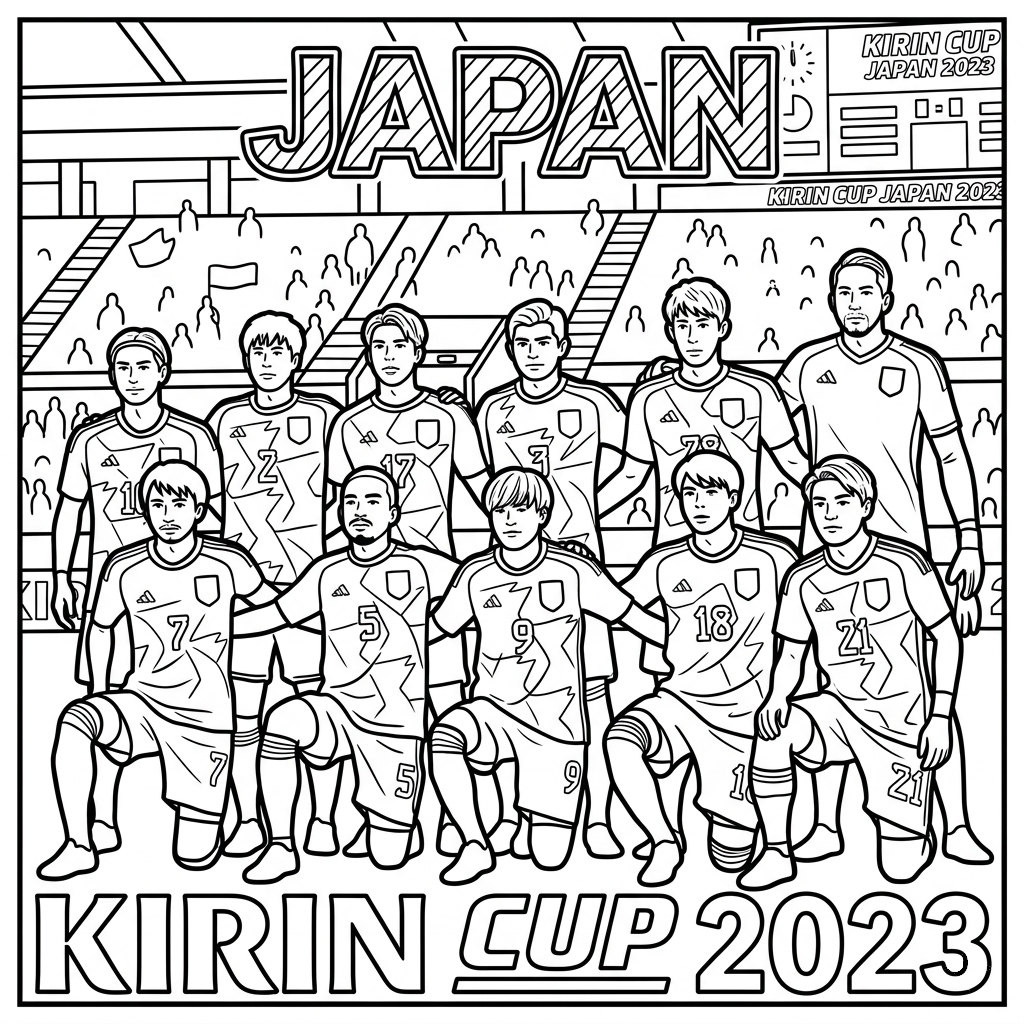 Selección de Japón Mundial 2026 7 páginas para colorear imprimibles Selección de Japón Mundial 2026 para adultos