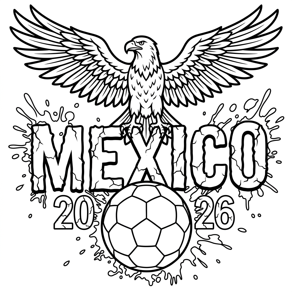 Selección de México Mundial 2026 páginas para colorear para imprimir gratis