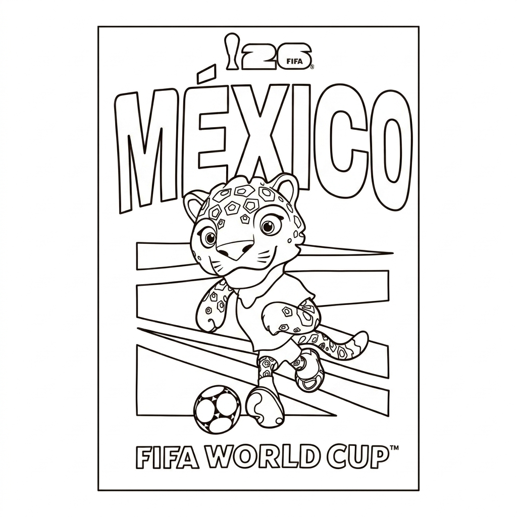 páginas para colorear detalladas de Selección de México Mundial 2026
