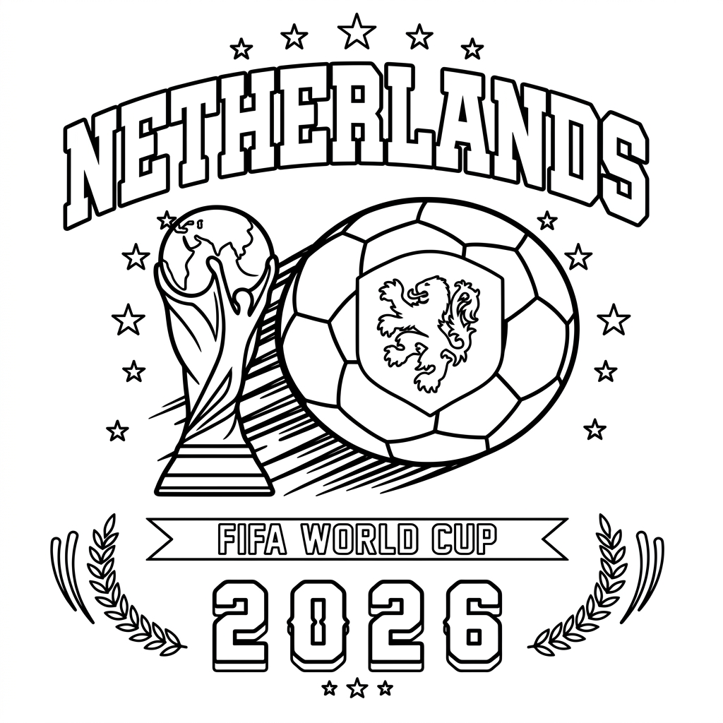 Selección de Países Bajos Mundial 2026 6 Selección de Países Bajos Mundial 2026 páginas para colorear fáciles