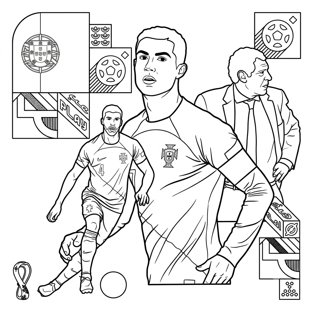 Selección de Portugal Mundial 2026 3 Selección de Portugal Mundial 2026 páginas para colorear fáciles
