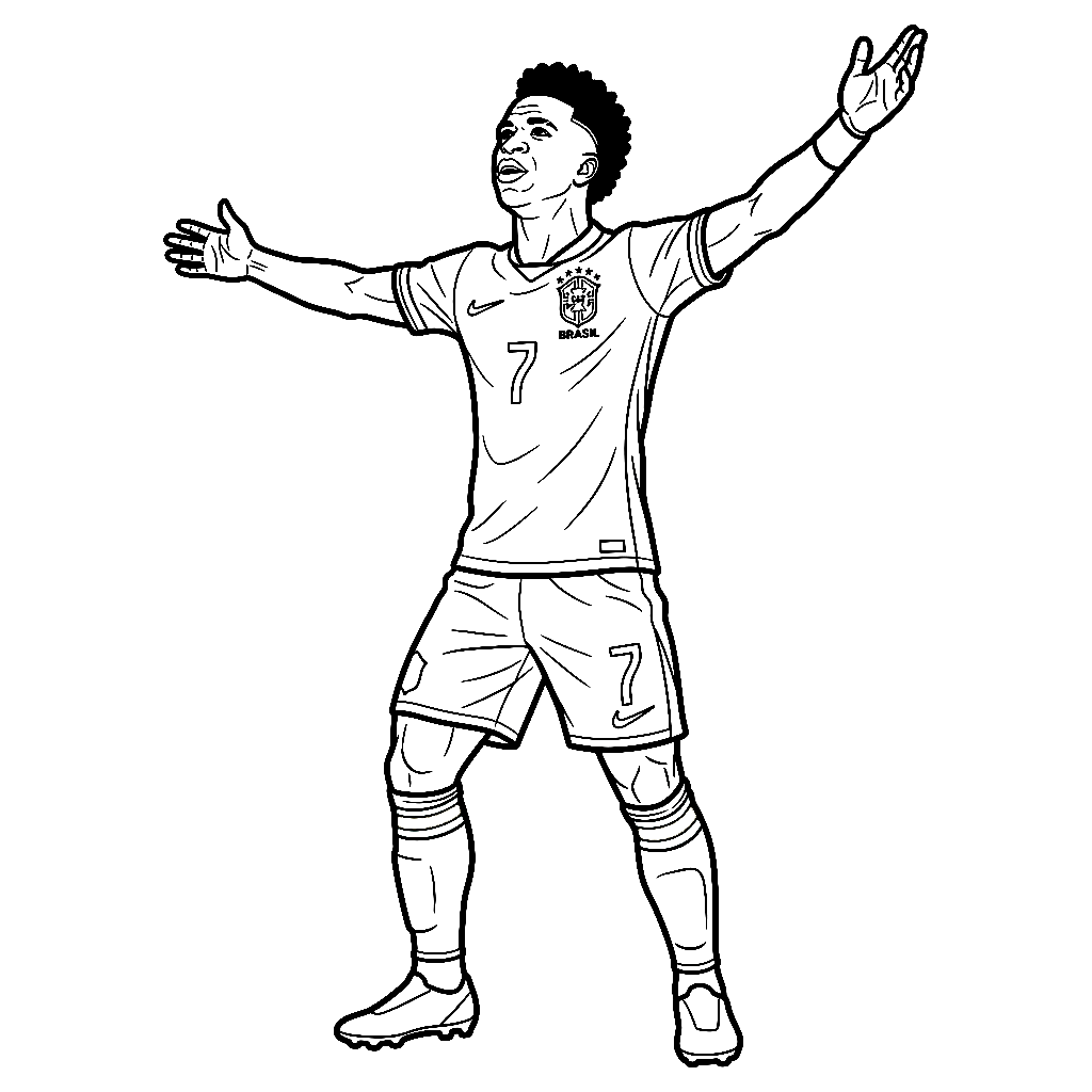 páginas para colorear kawaii lindas Vinícius Júnior Mundial 2026