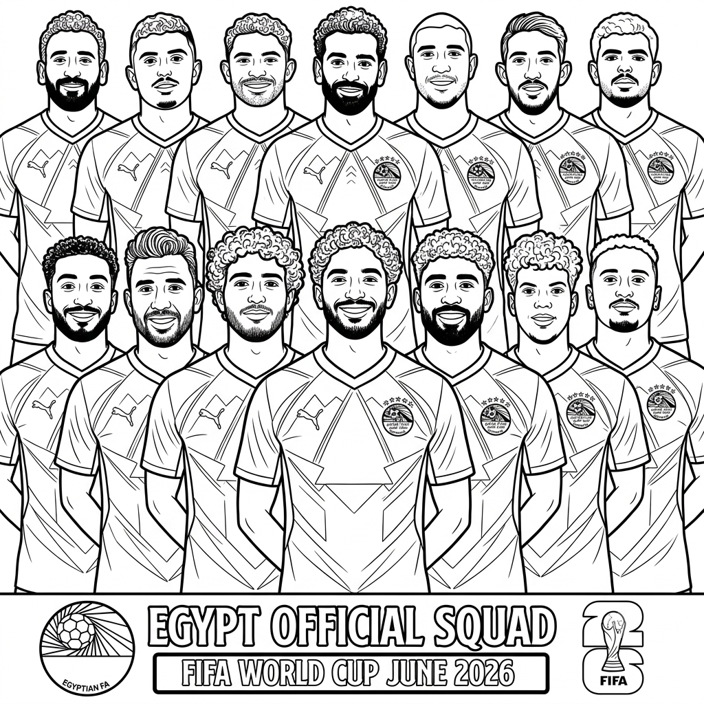 para colorear Selección de Egipto Mundial 2026 1