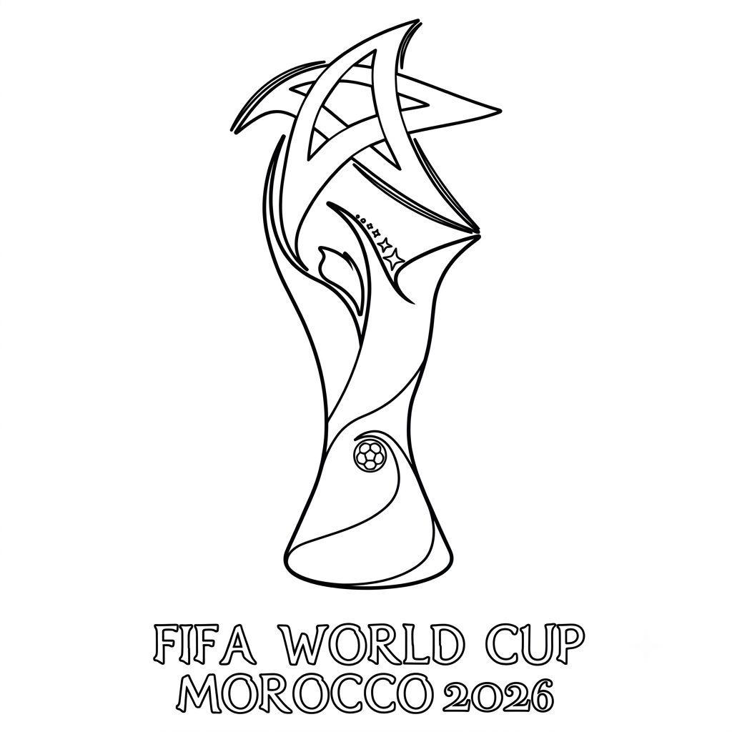 páginas para colorear fáciles de Selección de Marruecos Mundial 2026