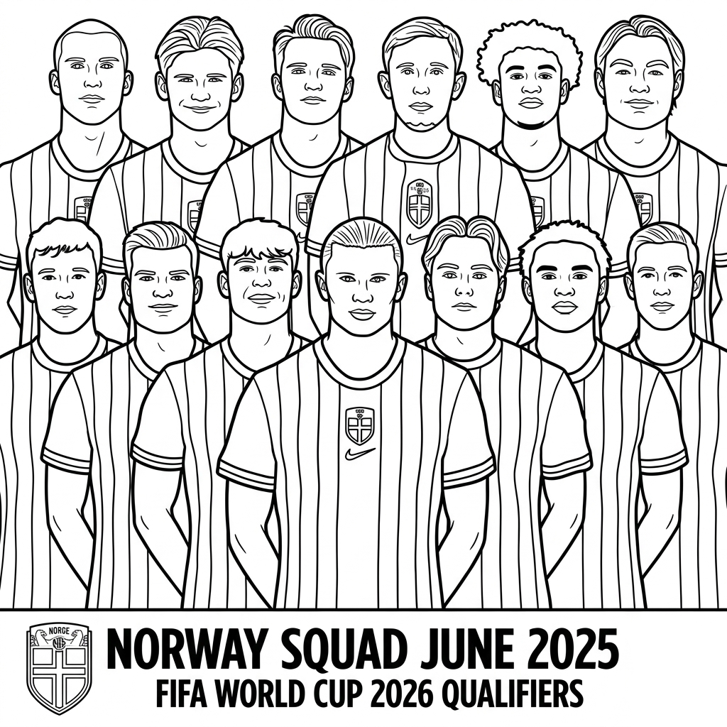 páginas para colorear fáciles de Selección de Noruega Mundial 2026