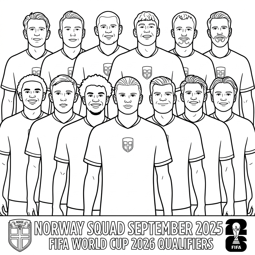 páginas para colorear detalladas de Selección de Noruega Mundial 2026