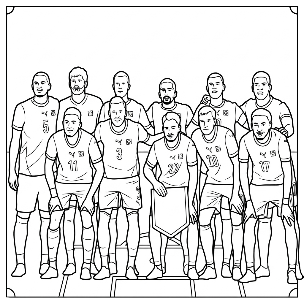 Selección de Suiza Mundial 2026 páginas para colorear para imprimir gratis