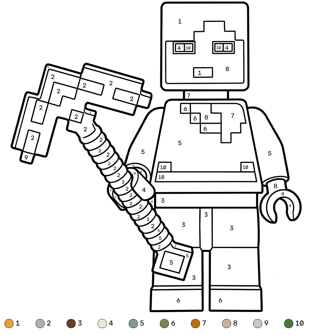 páginas para colorear gratis Alex Minecraft coloring by numbers pdf