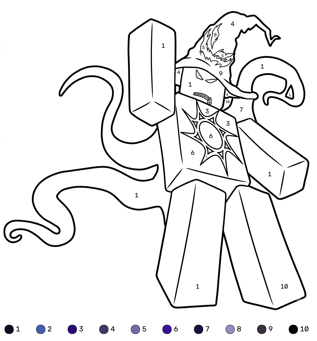 felices páginas para colorear Azure Roblox coloring by numbers