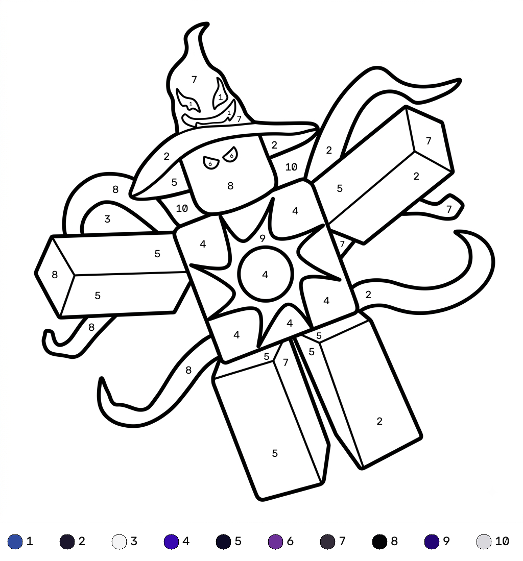 Azure Roblox coloring by numbers páginas para colorear gratis