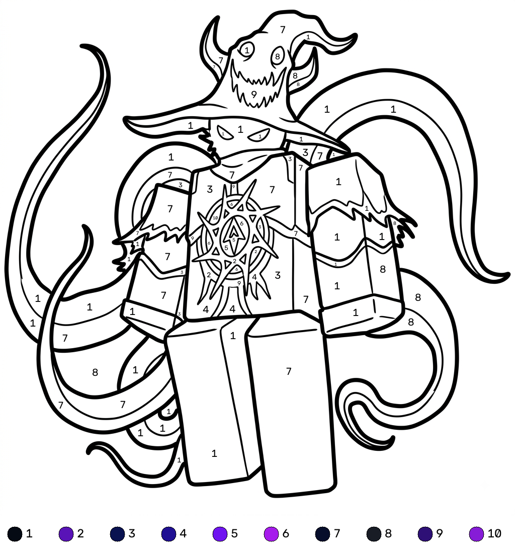 páginas para colorear gratis Azure Roblox coloring by numbers pdf