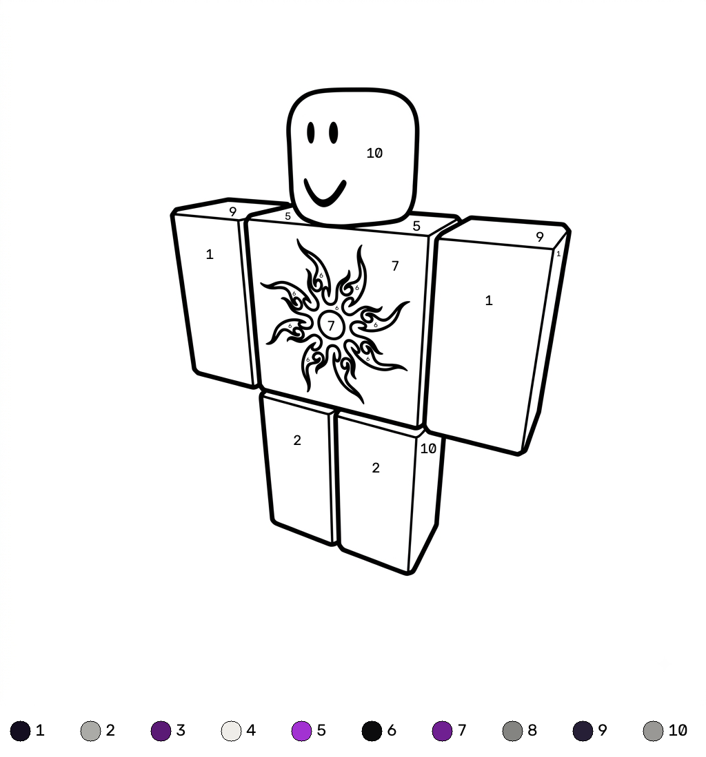 Azure Roblox coloring by numbers páginas para colorear para niños