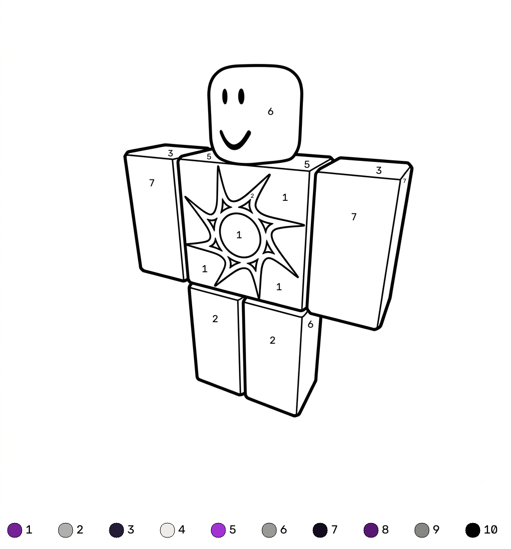 páginas para colorear fáciles de Azure Roblox coloring by numbers