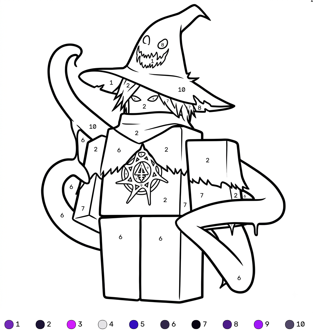 Azure Roblox coloring by numbers páginas para colorear para adultos