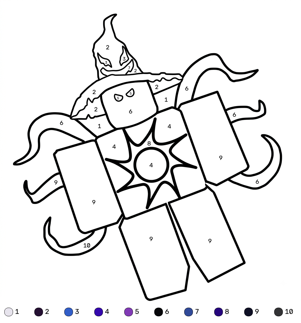Azure Roblox coloring by numbers páginas para colorear gratis 1