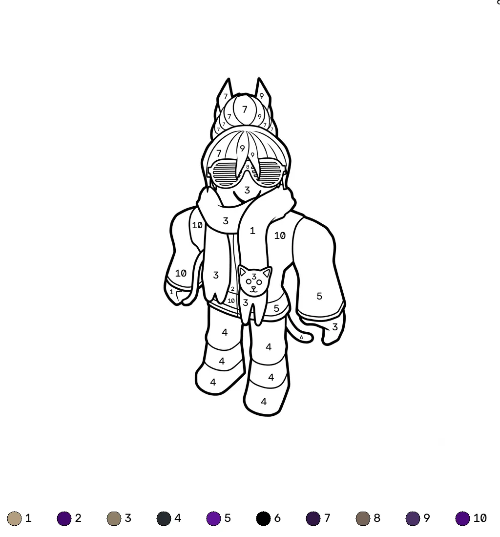 BrightEyes Roblox coloring by numbers páginas para colorear para imprimir