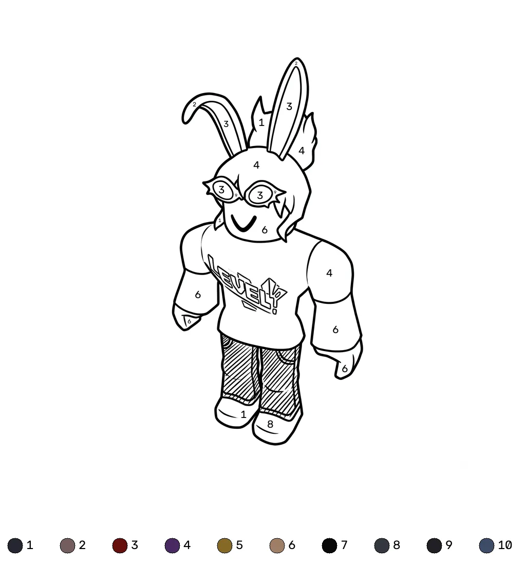 páginas para colorear gratis para adultos BrightEyes Roblox coloring by numbers