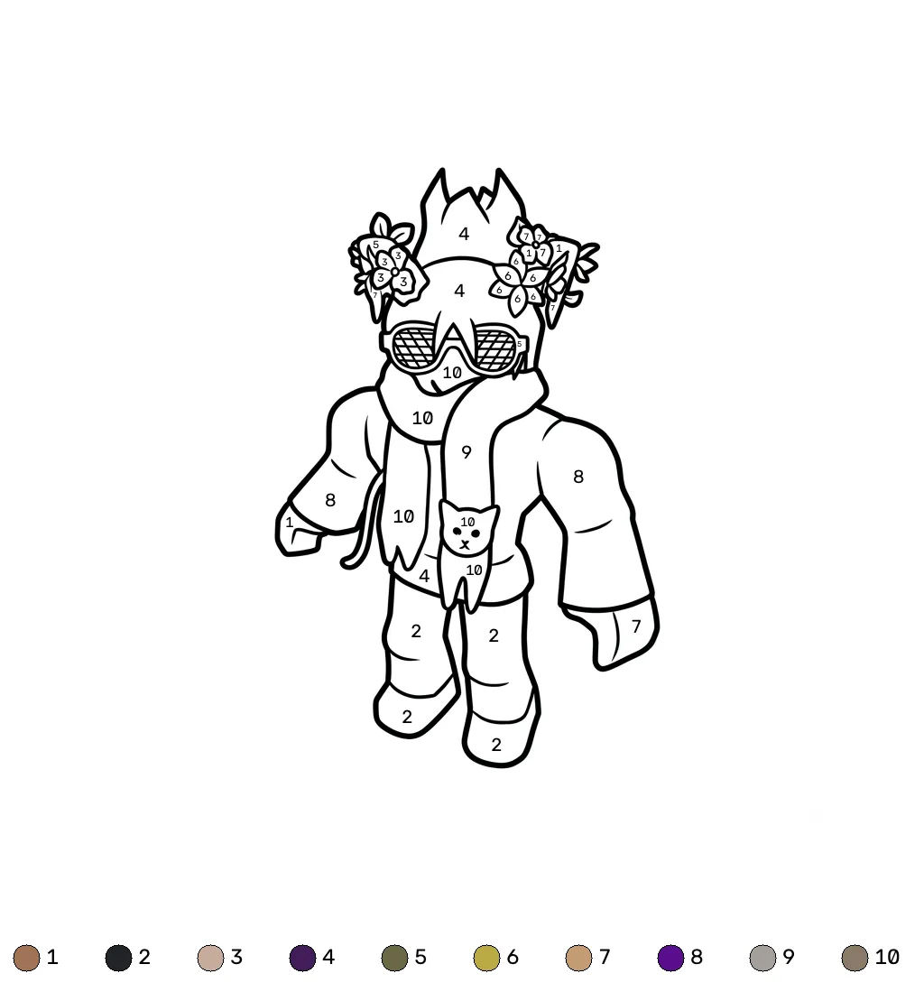 páginas para colorear gratis BrightEyes Roblox coloring by numbers