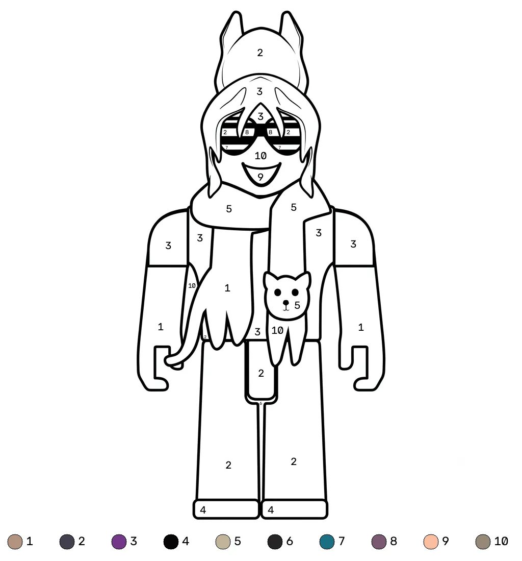 páginas para colorear imprimibles gratis BrightEyes Roblox coloring by numbers