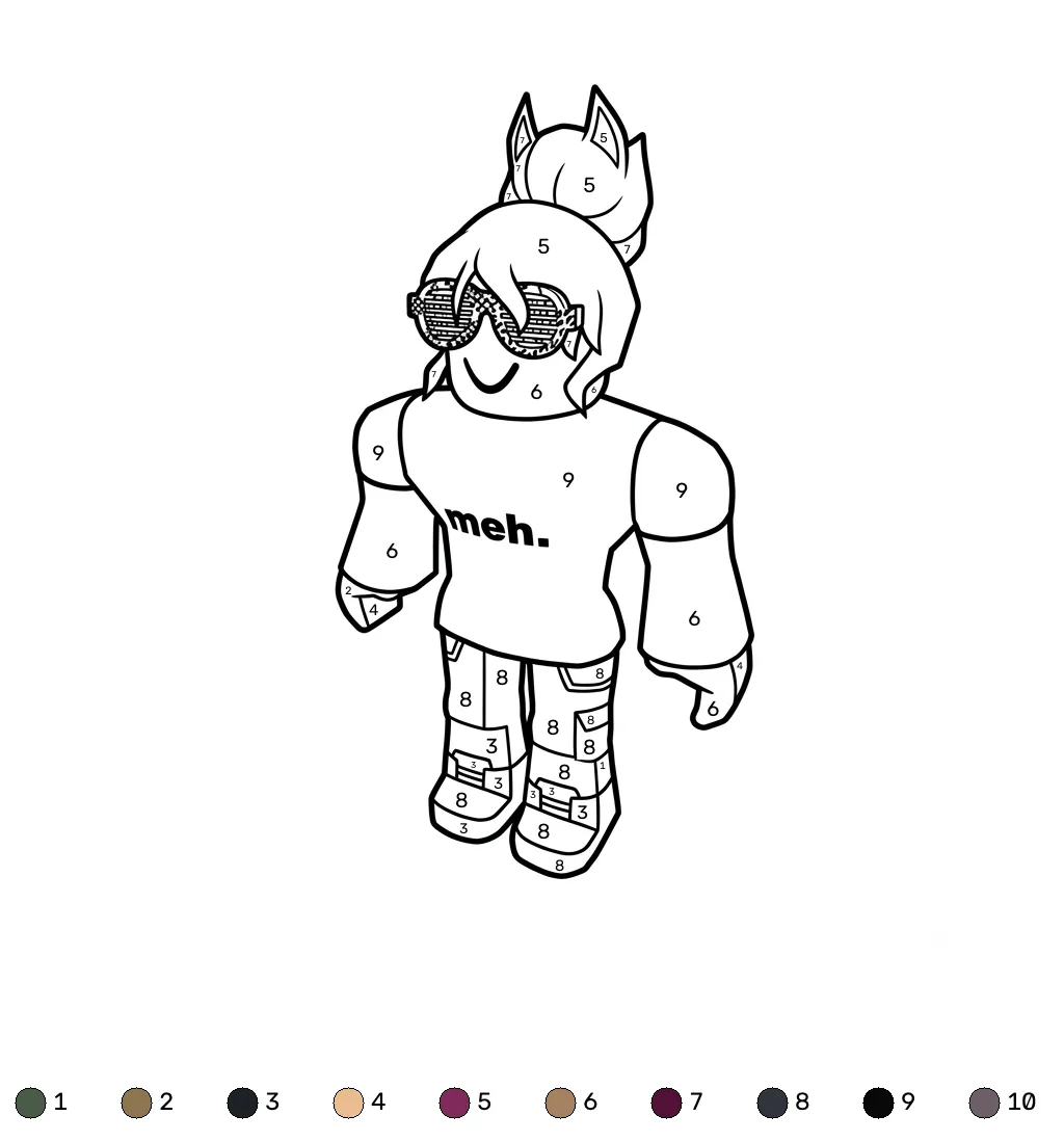 BrightEyes Roblox coloring by numbers páginas para colorear para imprimir gratis 1