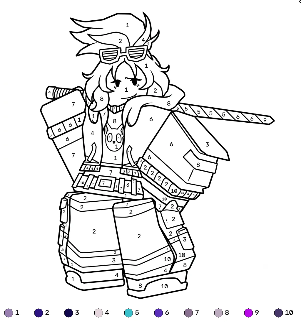divertidas páginas para colorear BrightEyes Roblox coloring by numbers
