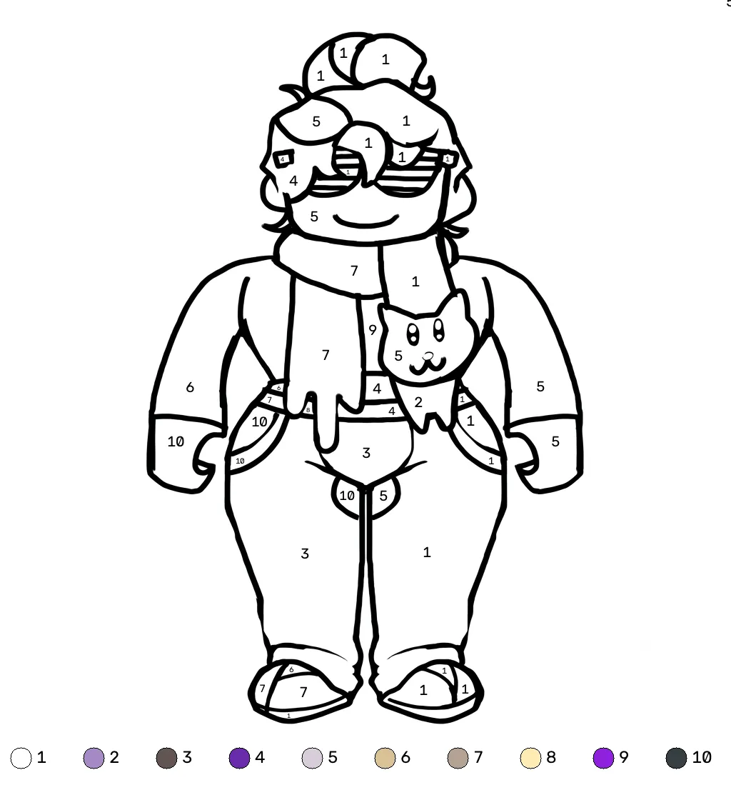 páginas para colorear para niños BrightEyes Roblox coloring by numbers