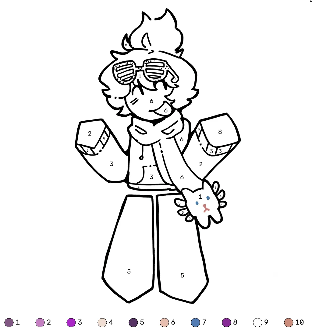 BrightEyes Roblox coloring by numbers páginas para colorear para imprimir gratis