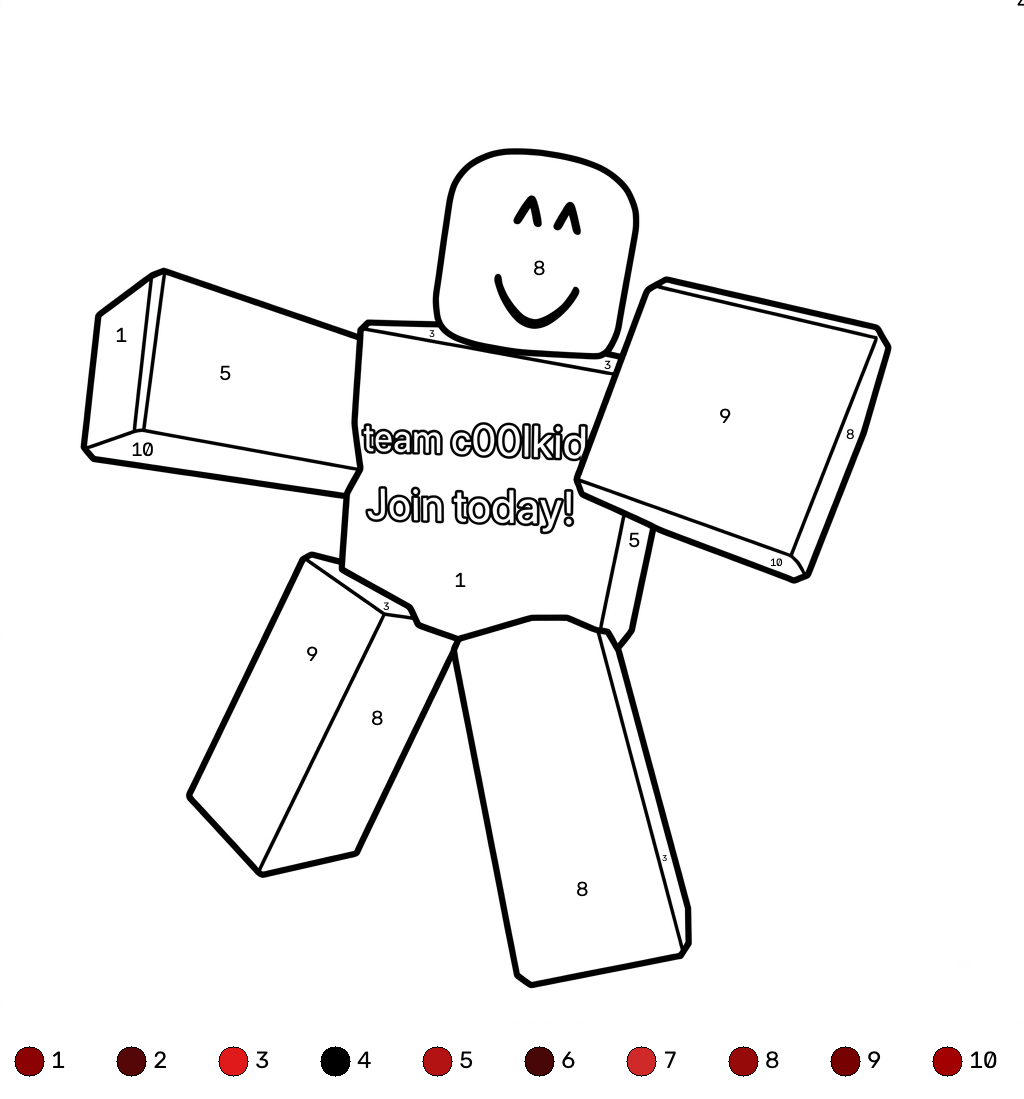 C00lKidd Roblox coloring by numbers páginas para colorear fáciles