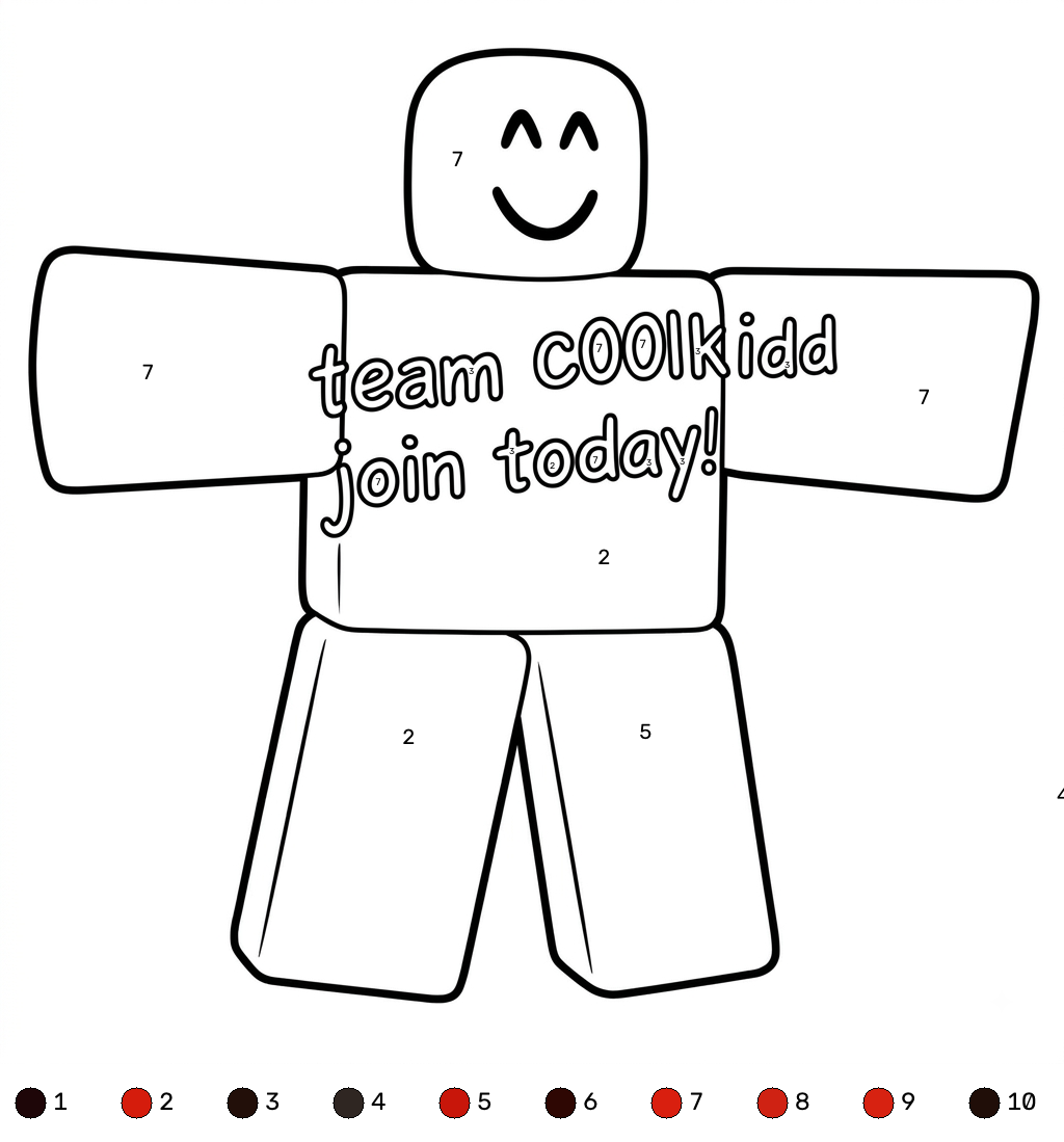 C00lKidd Roblox coloring by numbers páginas para colorear para adultos fáciles