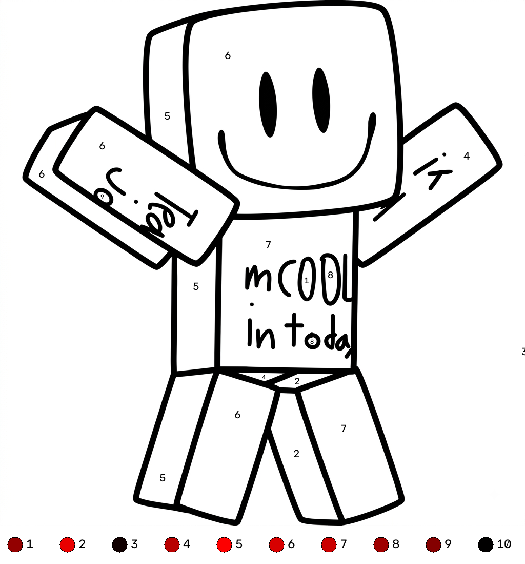 C00lKidd Roblox coloring by numbers páginas para colorear para imprimir