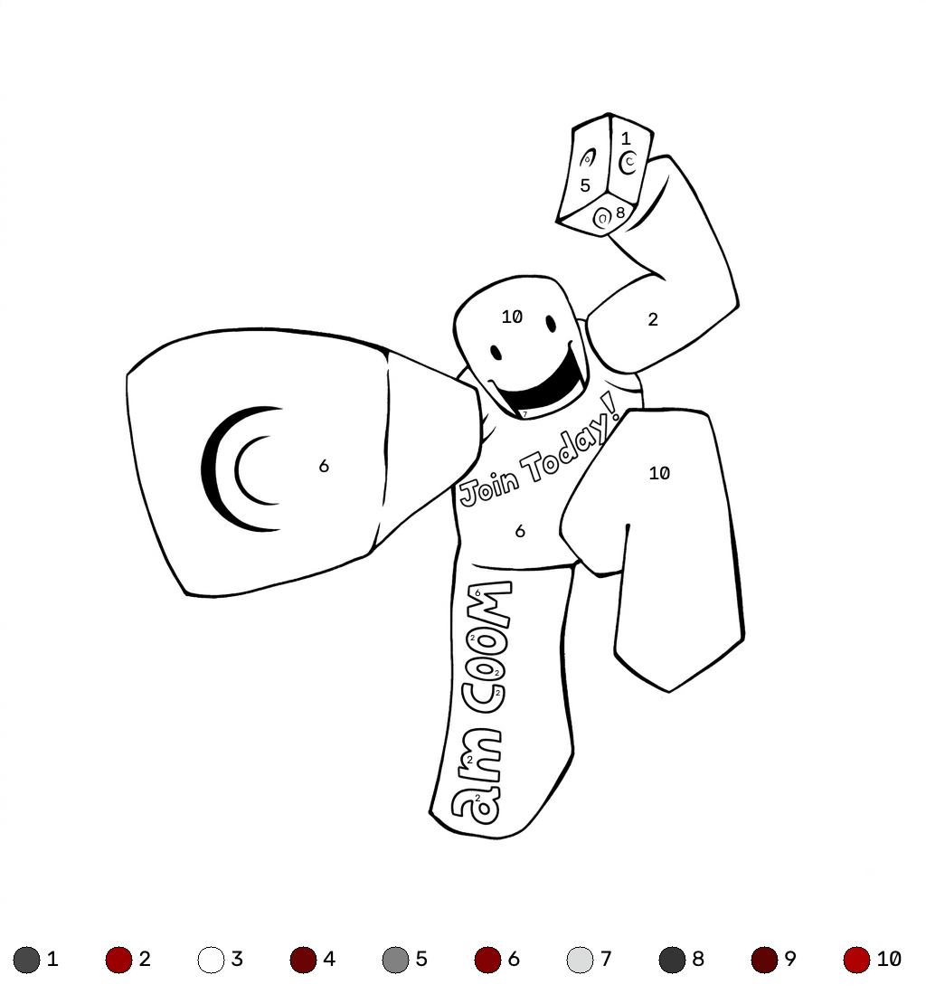 páginas para colorear gratis C00lKidd Roblox coloring by numbers